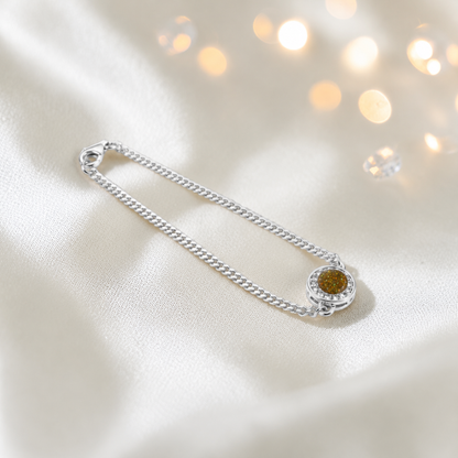 Halo Bracelet — silver halo ashes memorial bracelet in gold olive, handcrafted in Lancashire, UK - by Keepsake Memorial Jewellery