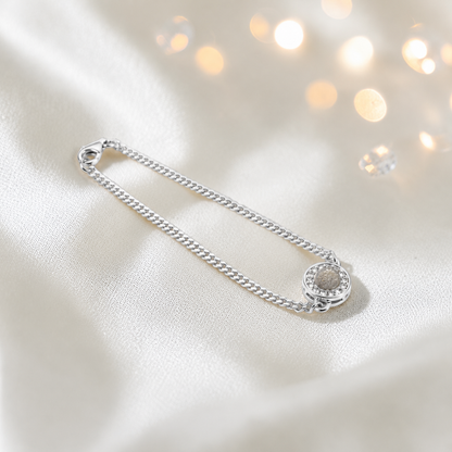 Halo Bracelet — silver halo ashes memorial bracelet in natural ash, handcrafted in Lancashire, UK - by Keepsake Memorial Jewellery