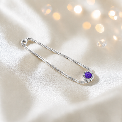 Halo Bracelet — silver halo ashes memorial bracelet in sleepy lavender, handcrafted in Lancashire, UK
