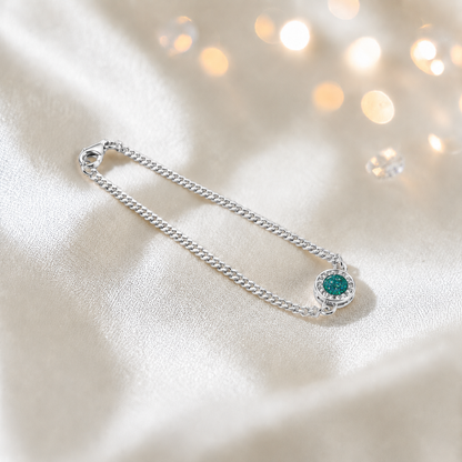Halo Bracelet — silver halo ashes memorial bracelet in teal mist, handcrafted in Lancashire, UK - by Keepsake Memorial Jewellery