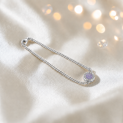 Halo Bracelet — silver halo ashes memorial bracelet in unicorn purple, handcrafted in Lancashire, UK - by Keepsake Memorial Jewellery