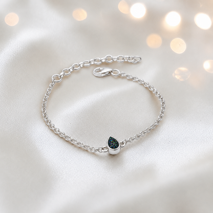 Haven memorial pear shaped belcher bracelet in black flame, handcrafted in Lancashire UK - by Keepsake Memorial Jewellery