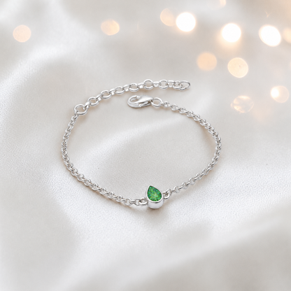 Haven memorial pear shaped belcher bracelet in fruit green, handcrafted in Lancashire UK - by Keepsake Memorial Jewellery