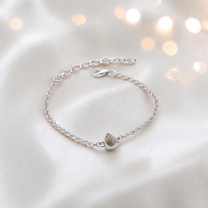Haven memorial pear shaped belcher bracelet in natural ash, handcrafted in Lancashire UK - by Keepsake Memorial Jewellery