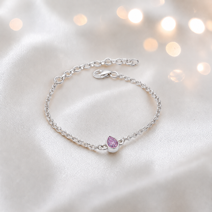 Haven memorial pear shaped belcher bracelet in rose pink, handcrafted in Lancashire UK - by Keepsake Memorial Jewellery
