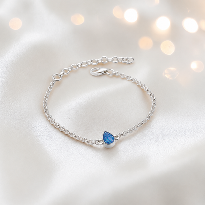 Haven memorial pear shaped belcher bracelet in royal blue, handcrafted in Lancashire UK - by Keepsake Memorial Jewellery 