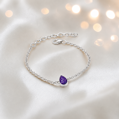 Haven memorial pear shaped belcher bracelet in sleepy lavender, handcrafted in Lancashire UK - by Keepsake Memorial Jewellery