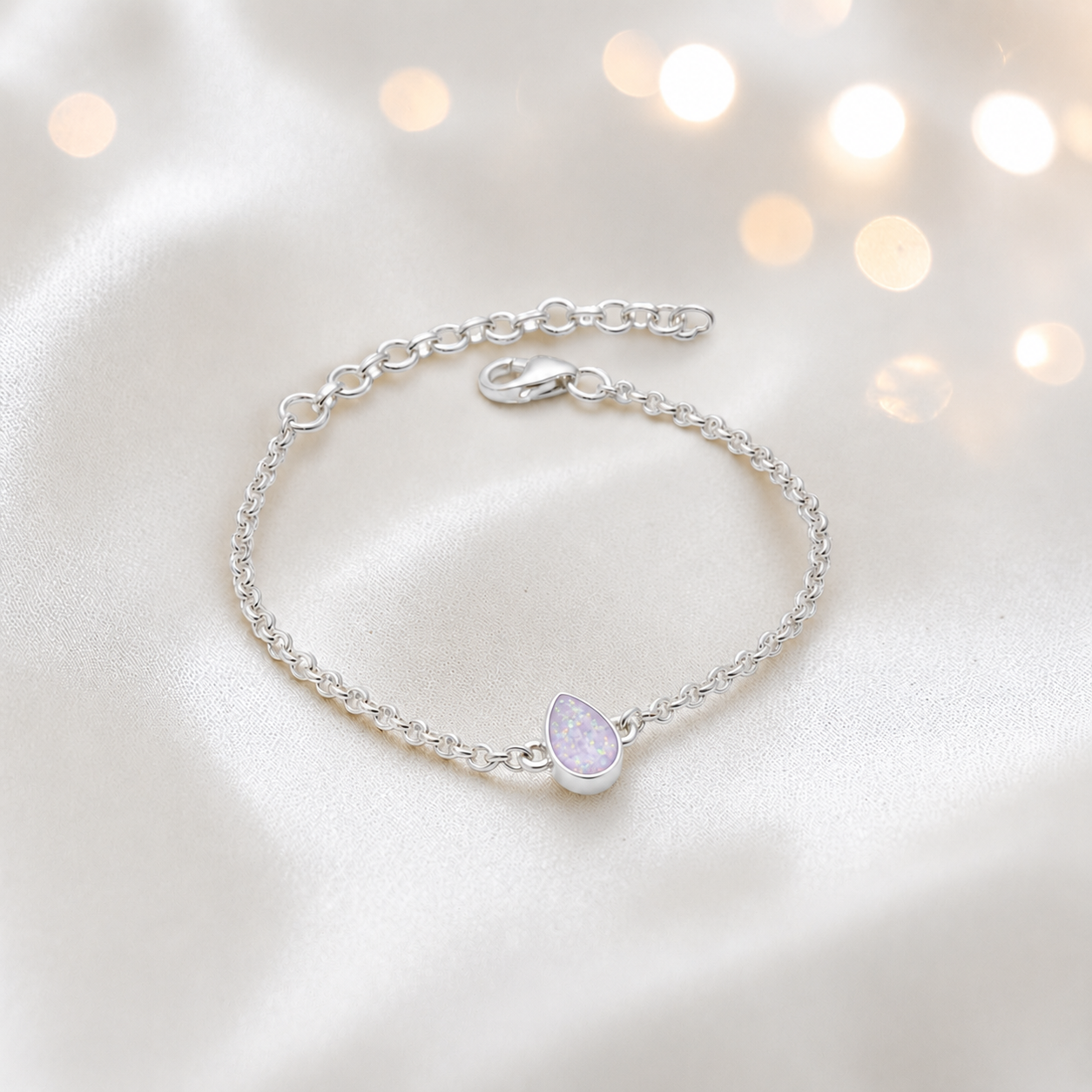Haven memorial pear shaped belcher bracelet in unicorn purple, handcrafted in Lancashire UK - by Keepsake Memorial Jewellery