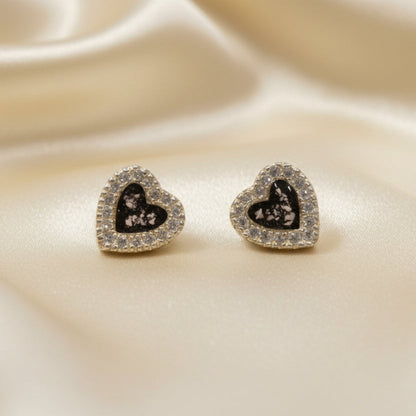 Opal Dawn Earrings — heart-shaped silver CZ ashes memorial earrings, handcrafted in Lancashire, UK