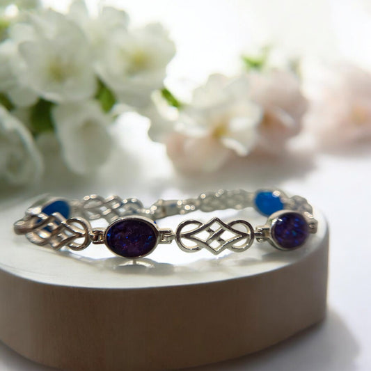 Beautiful Solid Silver Bracelet with Four Oval Setting areas