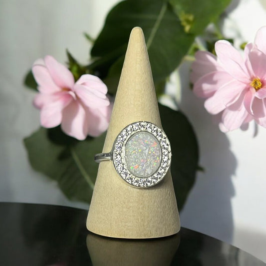 Stunning 925 Silver Round Ring with CZ Surround