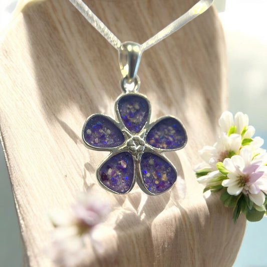 Pretty Solid Silver Forget Me Not Pendant