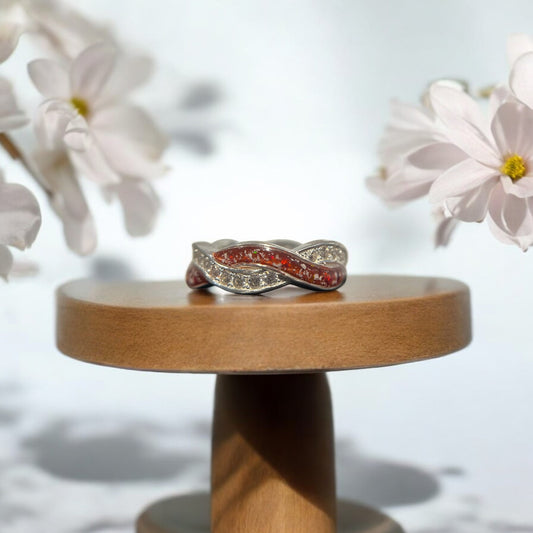 Solid 925 Silver Entwined ring with CZ Stones