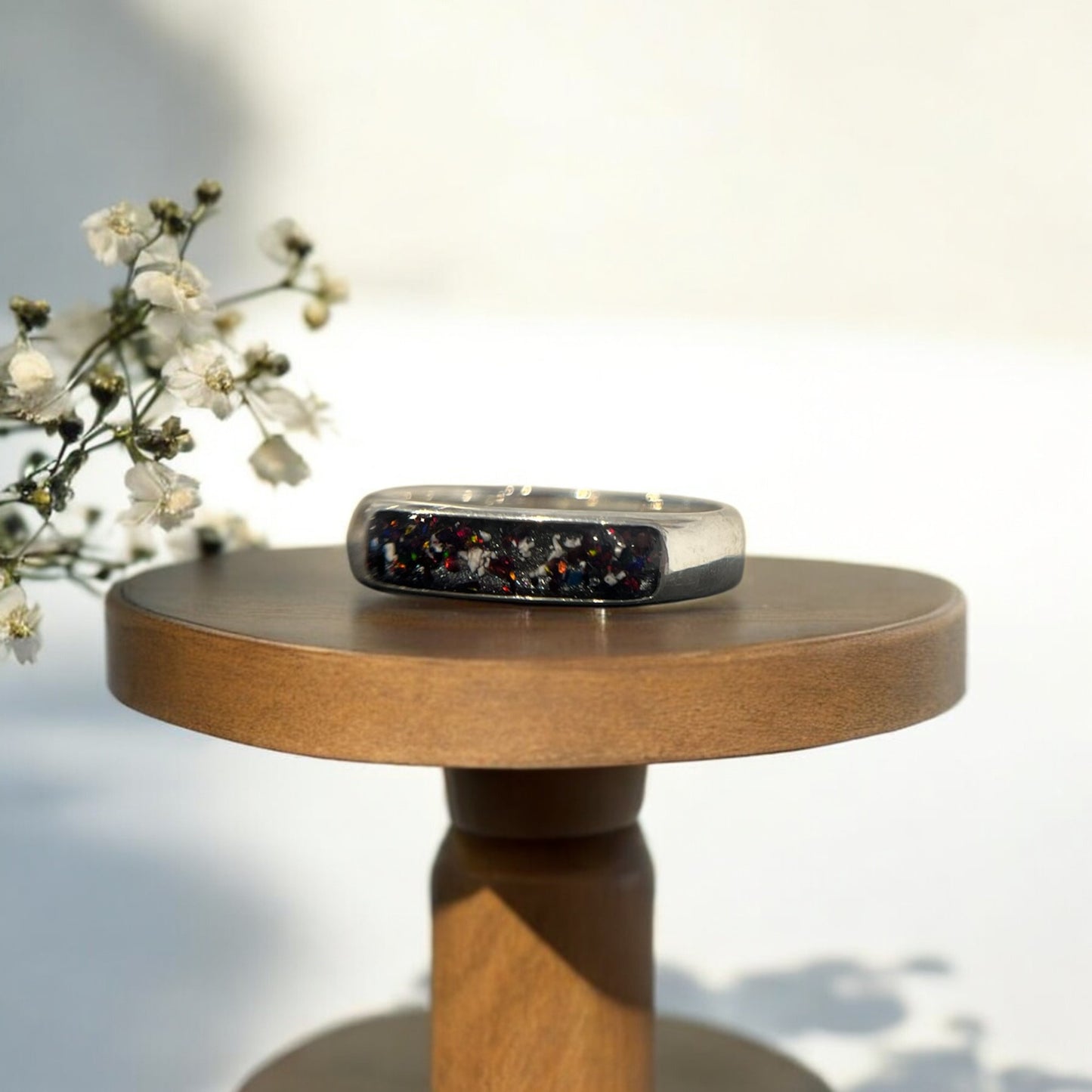Men's Solid 925 Silver half Channel Ring