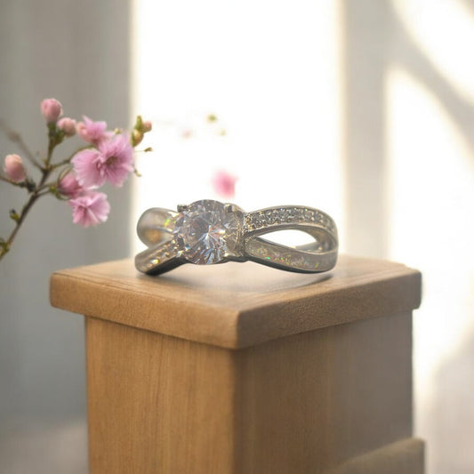 SOLITAIRE CZ Infinity Ring 925 Silver