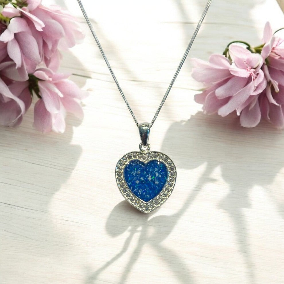 Fantastic Solid silver heart pendant with CZ surround