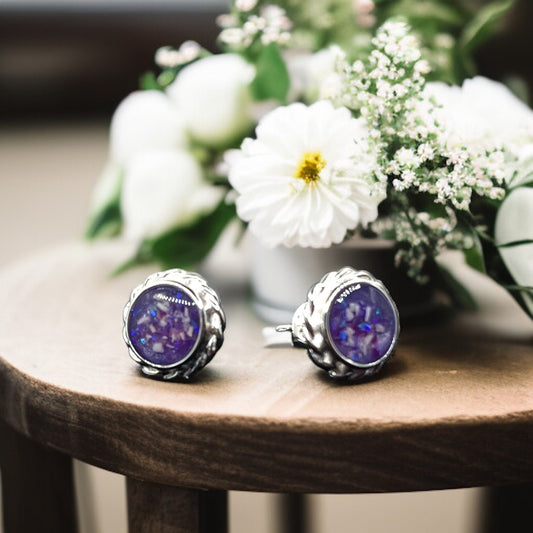 Round  Rope Edge Silver Earrings
