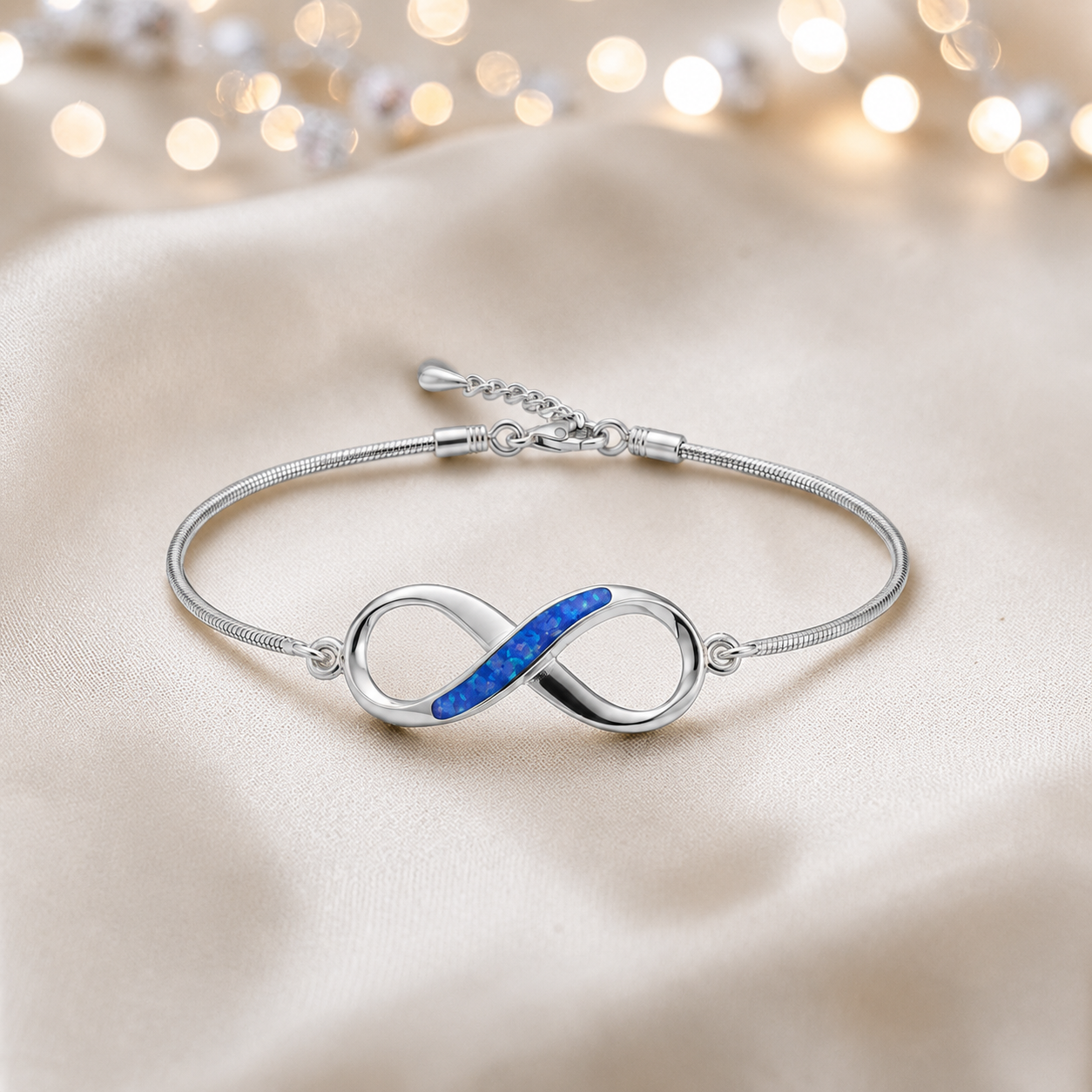 Infinity Bracelet — silver infinity ashes memorial bracelet, in royal blue, handcrafted in Lancashire, UK - by Keepsake Memorial Jewellery