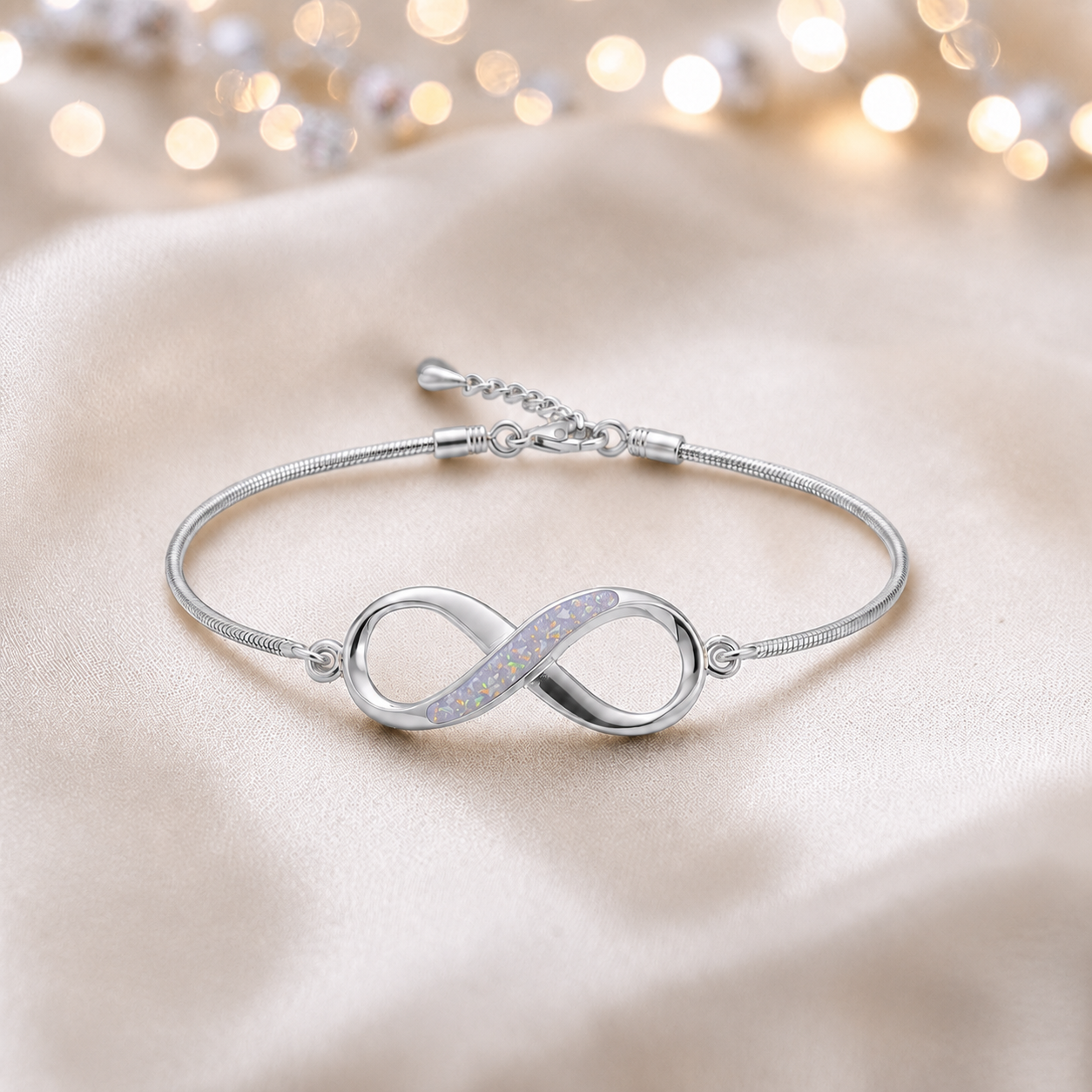 Infinity Bracelet — silver infinity ashes memorial bracelet, in unicorn purple, handcrafted in Lancashire, UK - by Keepsake Memorial Jewellery
