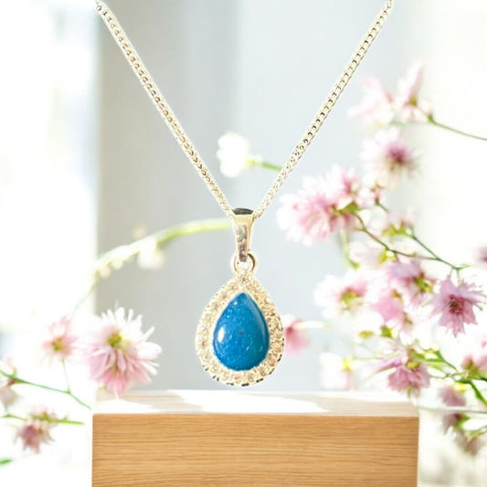 Silver Teardrop Pendant with CZ Stones
