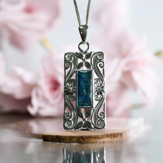 Striking Solid 925 silver fancy oblong embossed pendant