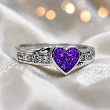 Keepsake Memorial Silver Serenity Ashes Ring in Sleepy Lavender  - Handcrafted in the Uk