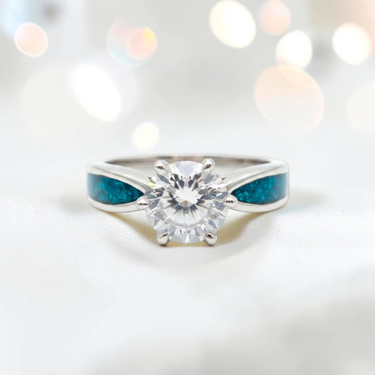 stainless steel solitaire ashes ring, handcrafted in uk