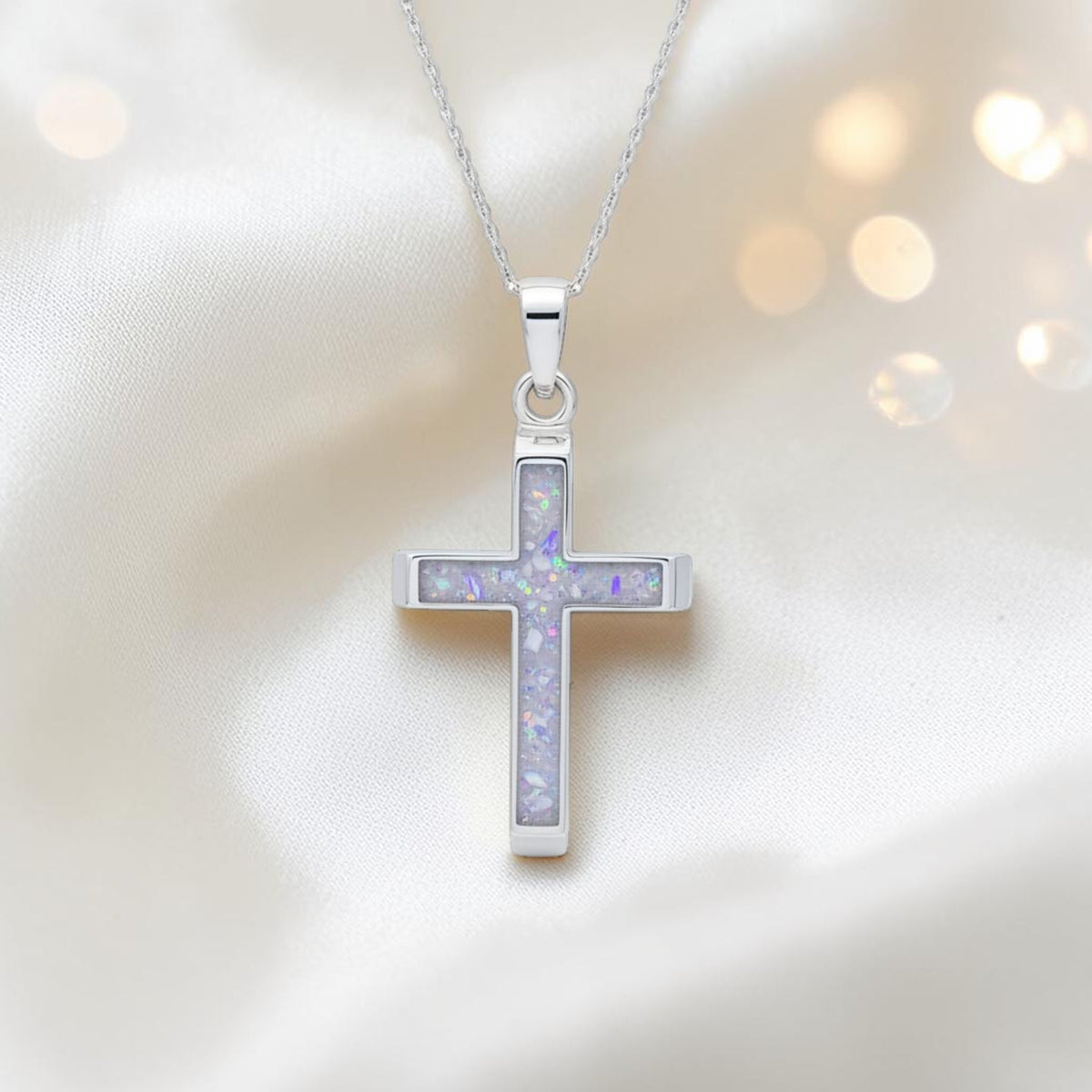 Legacy men's sterling silver 3D cross memorial pendant, 29mm, handcrafted in Lancashire UK by Keepsake Memorial Jewellery