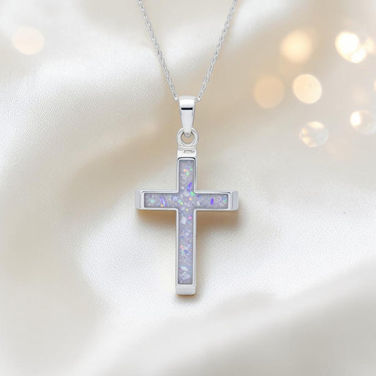 Legacy men's sterling silver 3D cross memorial pendant, 29mm, handcrafted in Lancashire UK by Keepsake Memorial Jewellery