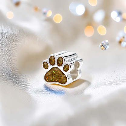 Lily paw silver ashes charm, in gold olive, handcrafted in Lancashire UK - by Keepsake Memorial Jewellery 