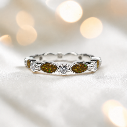 Keepsake Memorial Silver Liora Ashes Ring in Gold Olive  - Handcrafted in the UK
