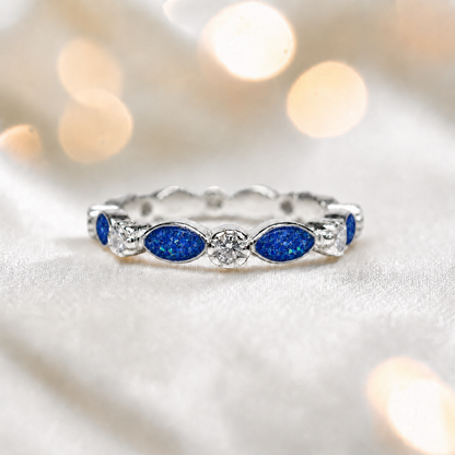 Keepsake Memorial Silver Liora Ashes Ring in Royal Blue - Handcrafted in the UK