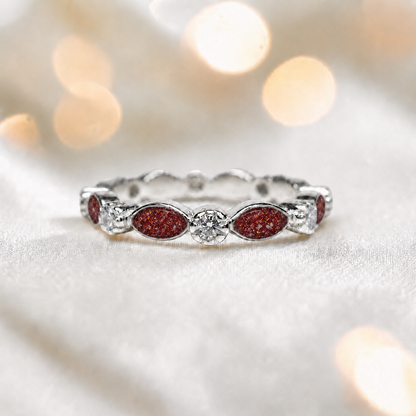 Keepsake Memorial Silver Liora Ashes Ring in Ruby Red - Handcrafted in the UK