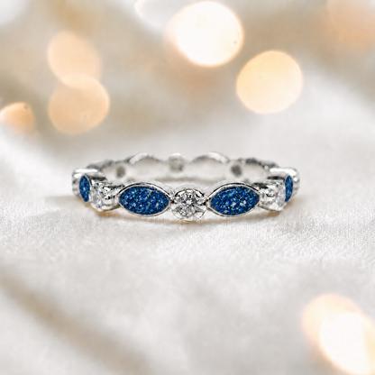 Keepsake Memorial Silver Liora Ashes Ring in Sapphire Glow - Handcrafted in the UK