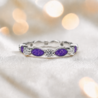 Keepsake Memorial Silver Liora Ashes Ring in Sleepy Lavender - Handcrafted in the UK