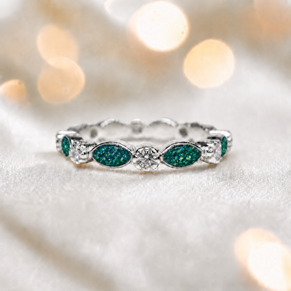 Keepsake Memorial Silver Liora Ashes Ring in Teal Mist - Handcrafted in the UK