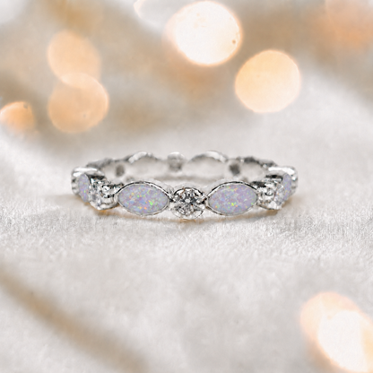 Keepsake Memorial Silver Liora Ashes Ring in  White Snow - Handcrafted in the UK