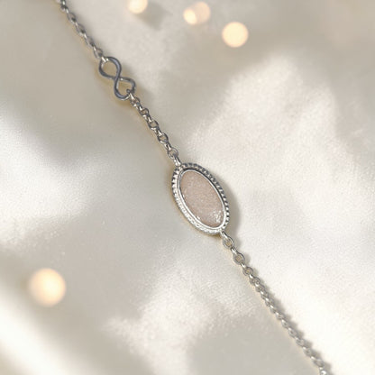 Lumen Bracelet — silver oval infinity ashes memorial bracelet, handcrafted in Lancashire, UK - by Keepsake Memorial Jewellery