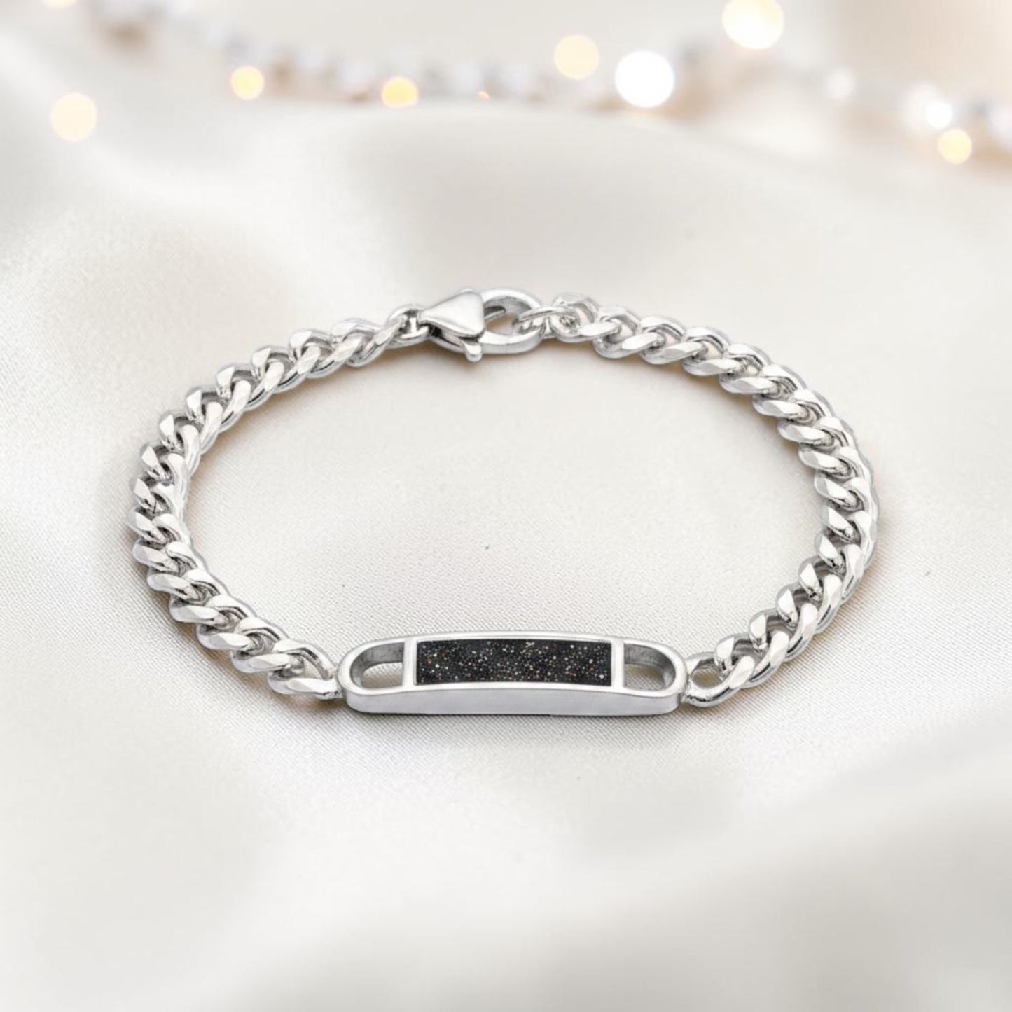 Lumena unisex silver memorial bracelet, handcrafted in Lancashire UK - by Keepsake Memorial Jewellery