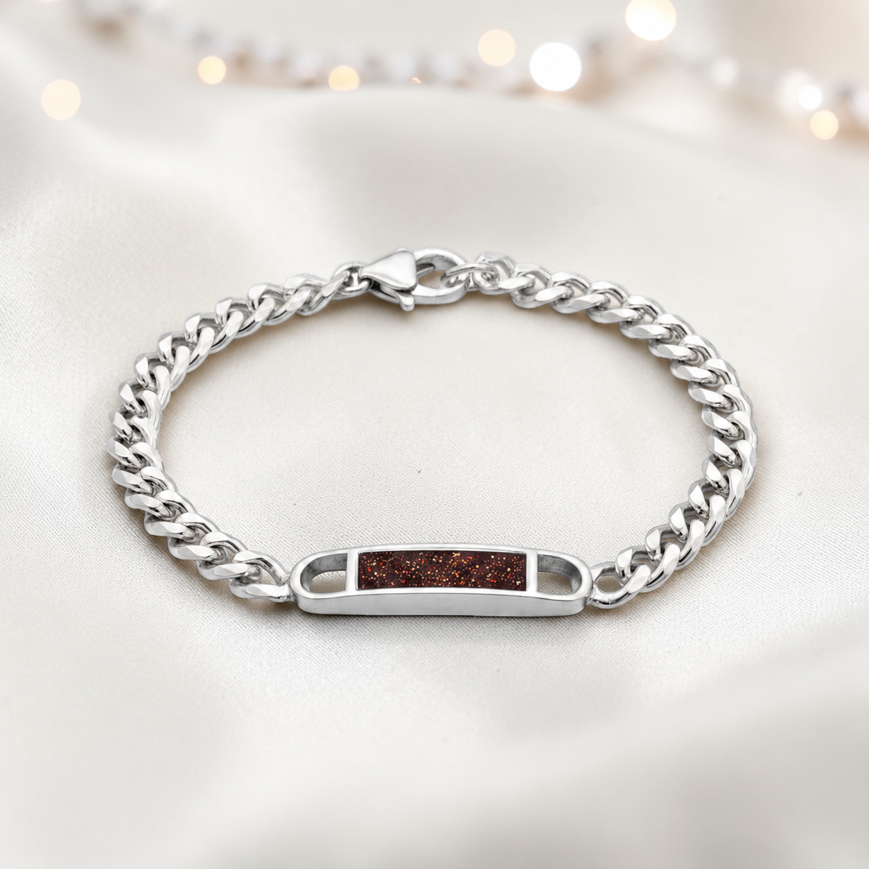 Lumena unisex silver memorial bracelet in copper mocha, handcrafted in Lancashire UK - by Keepsake Memorial Jewellery