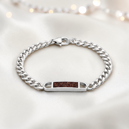 Lumena unisex silver memorial bracelet in copper mocha, handcrafted in Lancashire UK - by Keepsake Memorial Jewellery