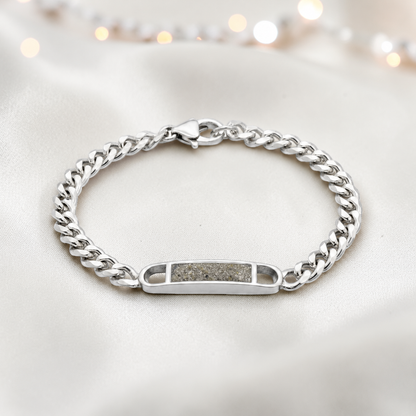 Lumena unisex silver memorial bracelet in natural ash, handcrafted in Lancashire UK - by Keepsake Memorial Jewellery