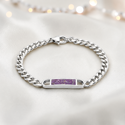 Lumena unisex silver memorial bracelet in rose pink, handcrafted in Lancashire UK - by Keepsake Memorial Jewellery