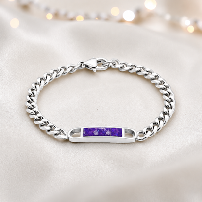 Lumena unisex silver memorial bracelet in sleepy lavender, handcrafted in Lancashire UK - by Keepsake Memorial Jewellery