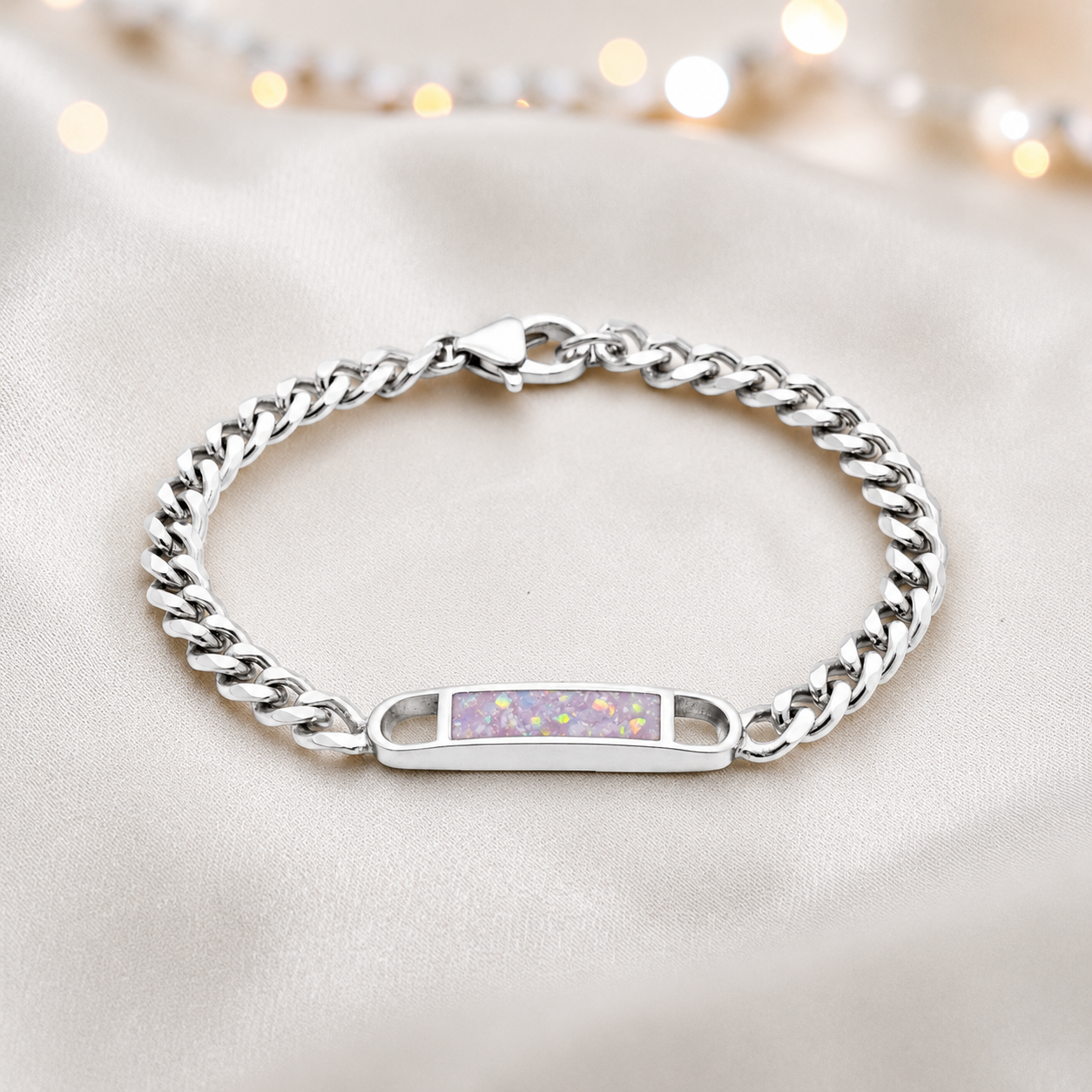 Lumena unisex silver memorial bracelet in unicorn purple, handcrafted in Lancashire UK - by Keepsake Memorial Jewellery