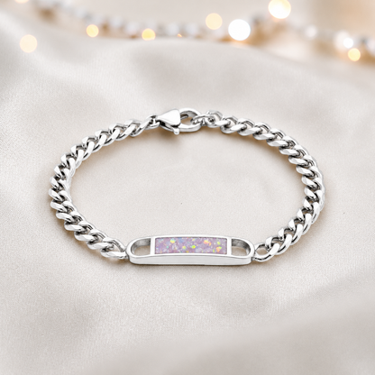 Lumena unisex silver memorial bracelet in unicorn purple, handcrafted in Lancashire UK - by Keepsake Memorial Jewellery