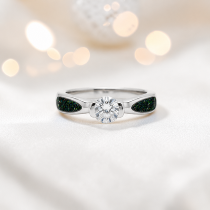Keepsake Memorial Silver  Lumina Ashes Ring in Black Flame  - Handcrafted in the UK