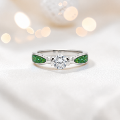 Keepsake Memorial Silver  Lumina Ashes Ring in Fruit Green - Handcrafted in the UK