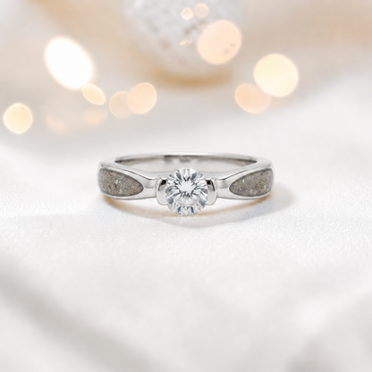 Keepsake Memorial Silver  Lumina Ashes Ring in Natural Ash  - Handcrafted in the UK