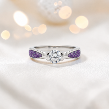 Keepsake Memorial Silver  Lumina Ashes Ring in Rose Pink - Handcrafted in the UK